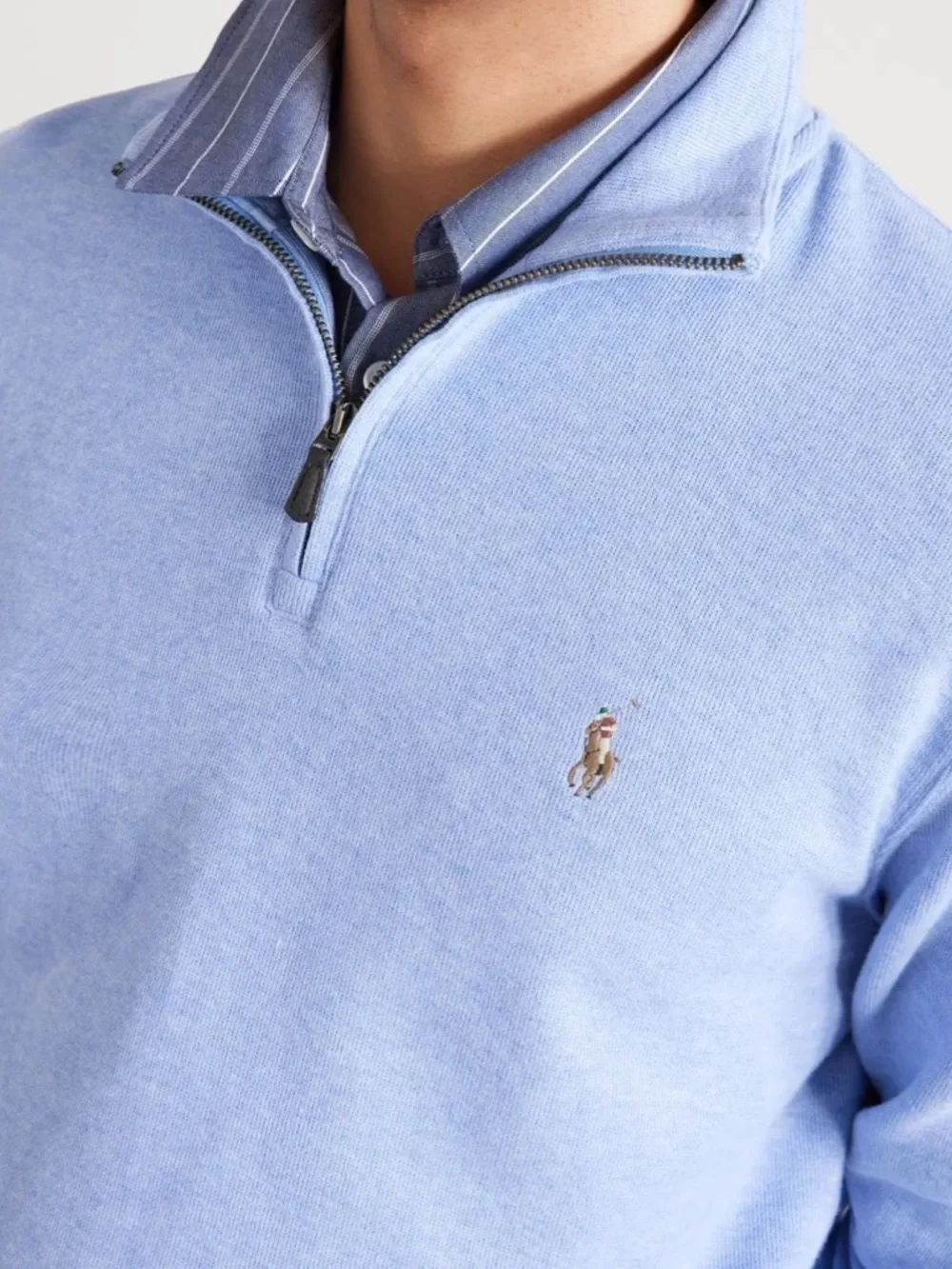 Polo Ralph Lauren Logo-Embroidered Cotton Half-Zip Sweater Mens XL Coastal